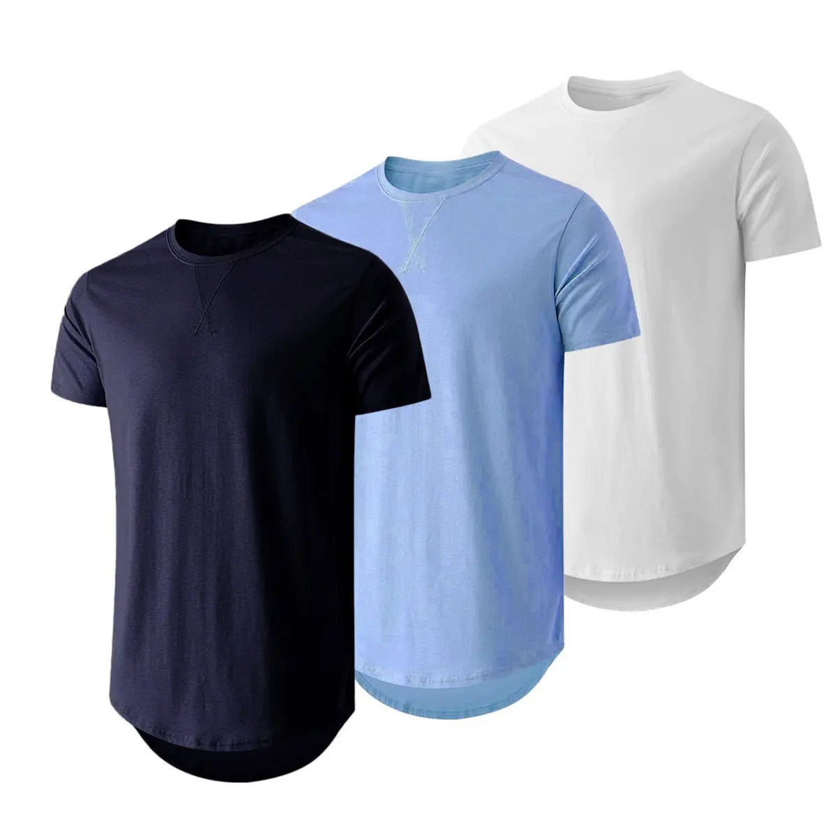 3-Pack Cotton Hip Hop Longline Crewneck Tees – Men's Casual Tops (Special Offer)