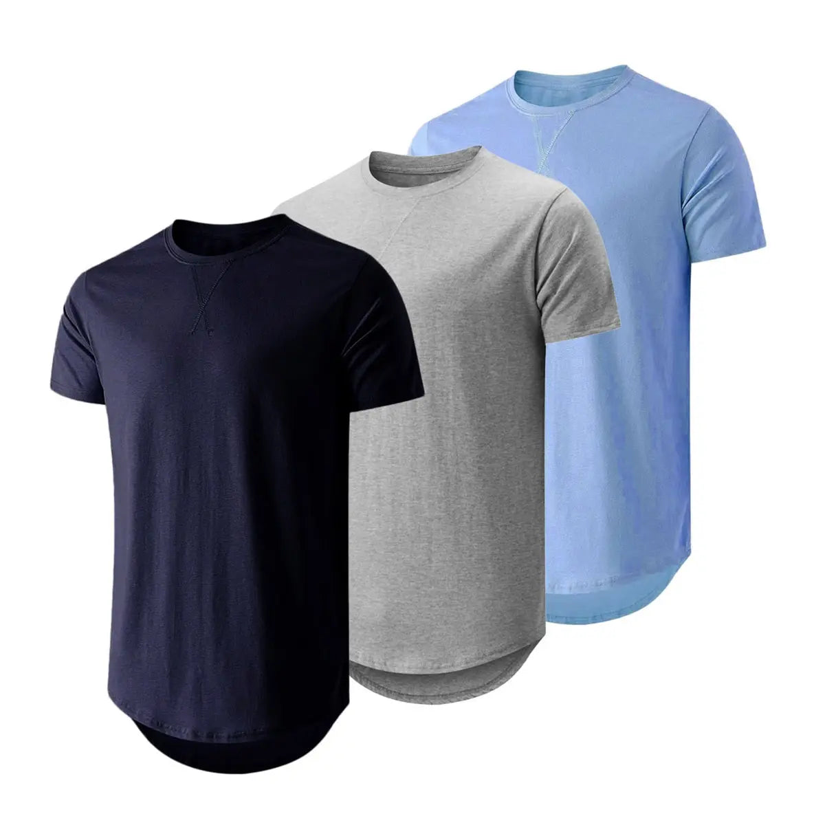 3-Pack Cotton Hip Hop Longline Crewneck Tees – Men's Casual Tops (Special Offer)
