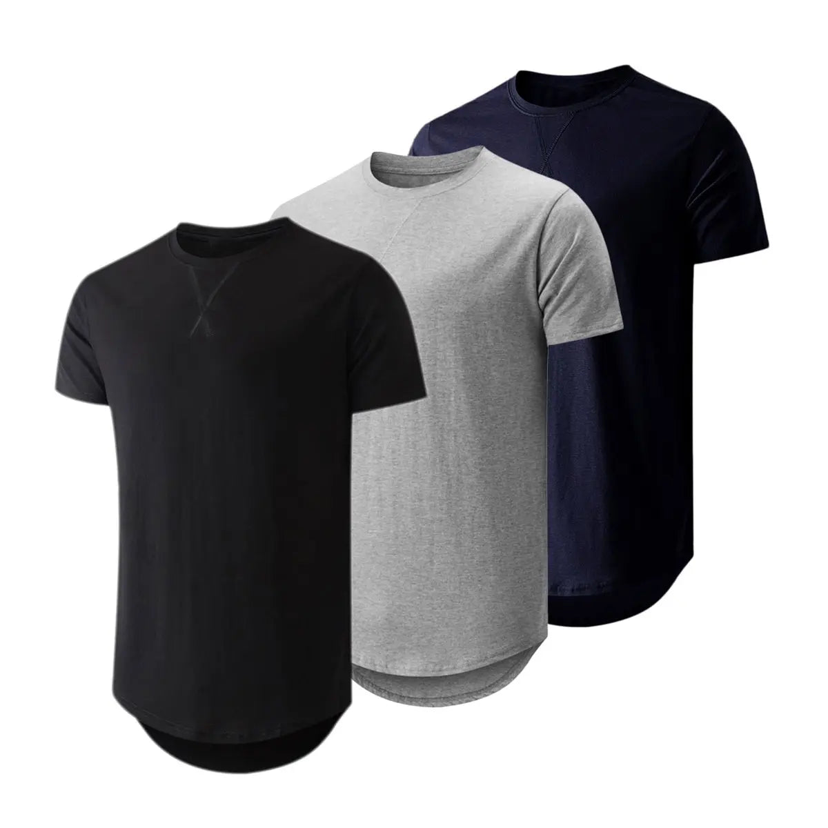 3-Pack Cotton Hip Hop Longline Crewneck Tees – Men's Casual Tops (Special Offer)