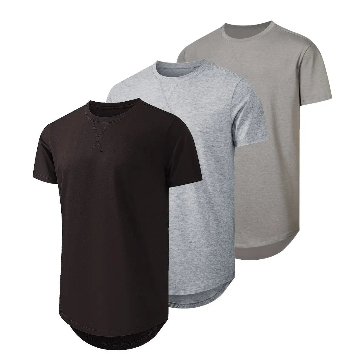 3-Pack Cotton Hip Hop Longline Crewneck Tees – Men's Casual Tops (Special Offer)