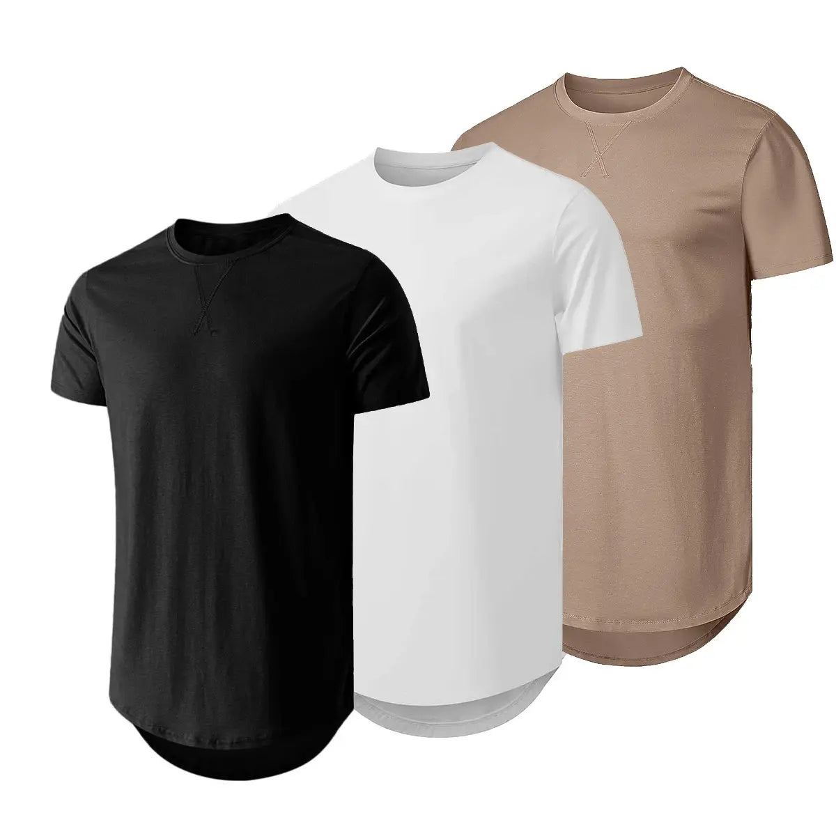 3-Pack Cotton Hip Hop Longline Crewneck Tees – Men's Casual Tops (Special Offer)