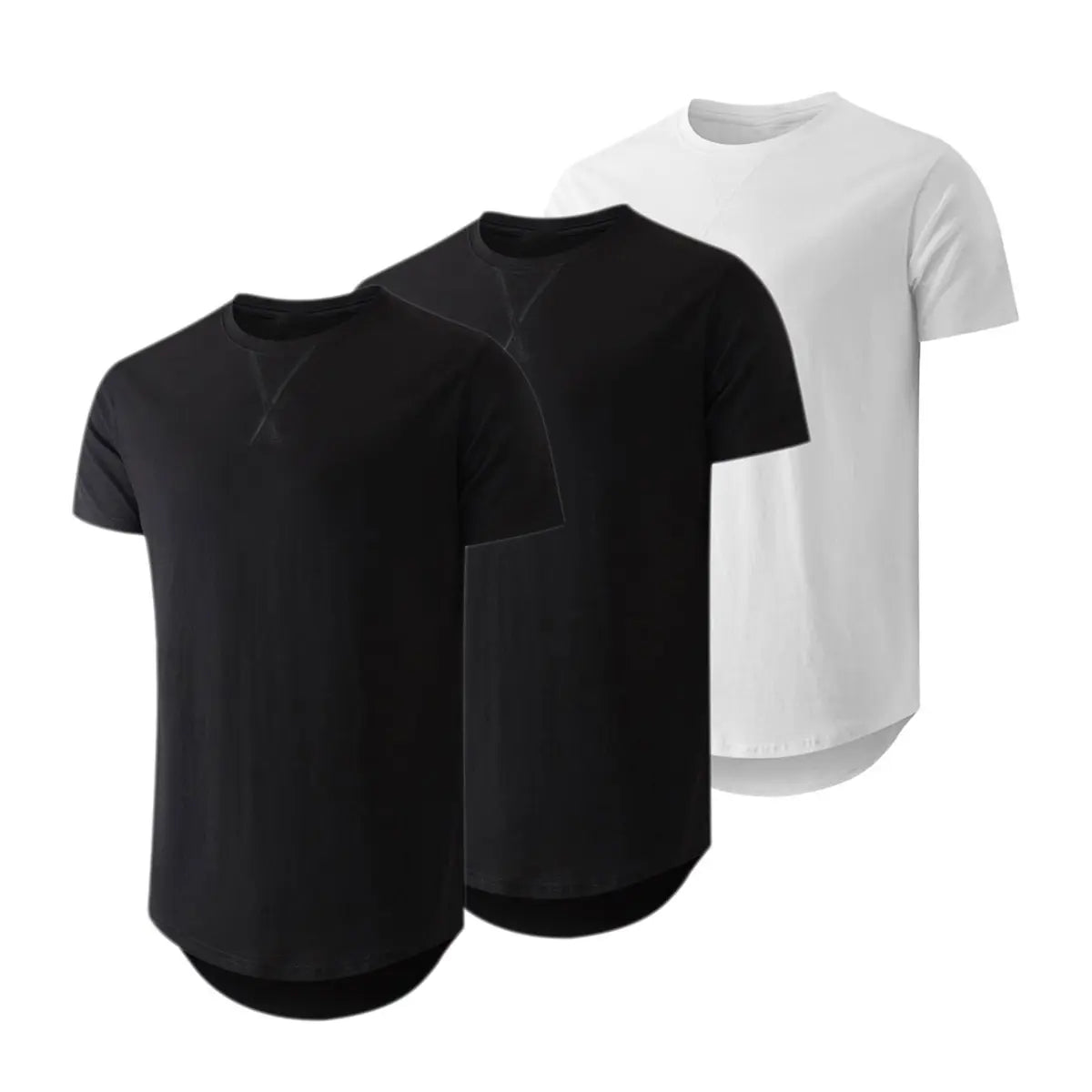 3-Pack Cotton Hip Hop Longline Crewneck Tees – Men's Casual Tops (Special Offer)