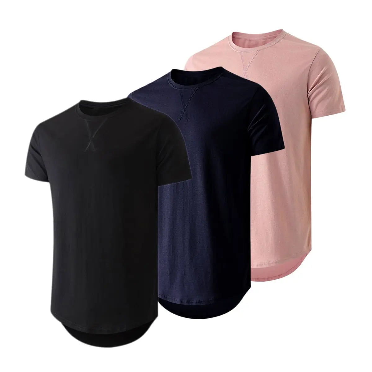 3-Pack Cotton Hip Hop Longline Crewneck Tees – Men's Casual Tops (Special Offer)
