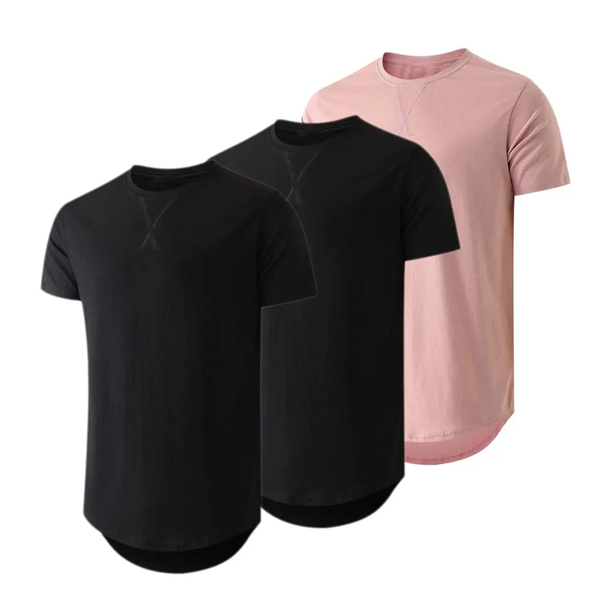 3-Pack Cotton Hip Hop Longline Crewneck Tees – Men's Casual Tops (Special Offer)