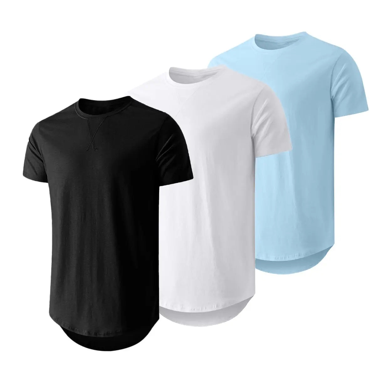 3-Pack Cotton Hip Hop Longline Crewneck Tees – Men's Casual Tops (Special Offer)