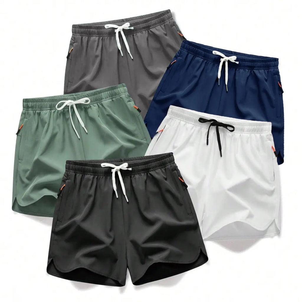 5-Pack Men's Summer Lightweight Breathable Quick-Dry Beach Shorts with Drawstring & Zipper Pockets, Casual Daily Wear, Ideal Gift for Him, Quick-Dry Tropical Style Swim Trunks