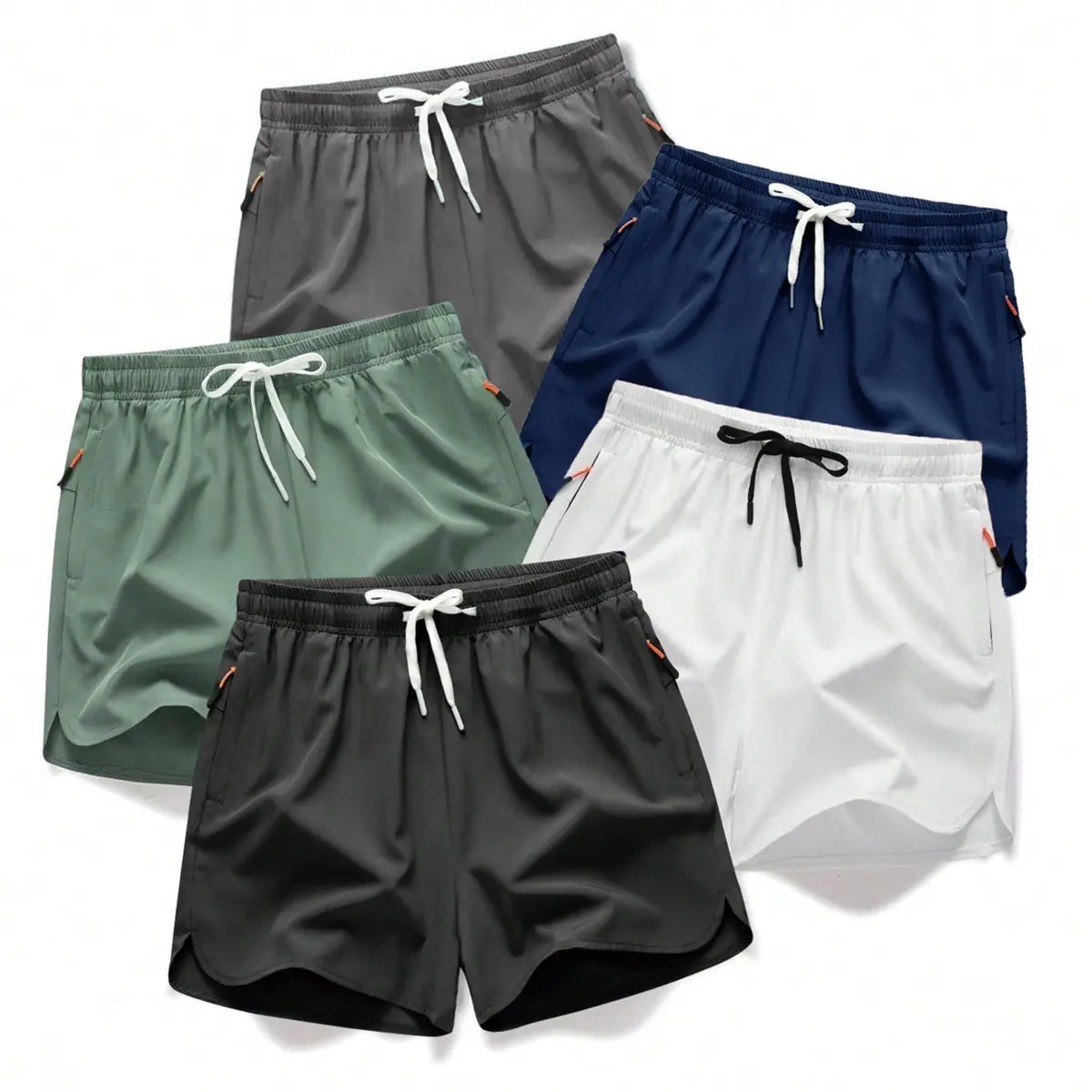 5-Pack Men's Summer Lightweight Breathable Quick-Dry Beach Shorts with Drawstring & Zipper Pockets, Casual Daily Wear, Ideal Gift for Him, Quick-Dry Tropical Style Swim Trunks