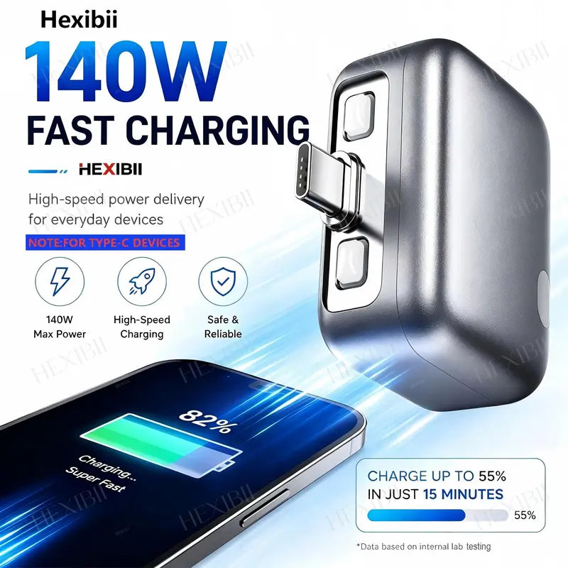 140W Smart Auto Stop USB-C Charger, Physical Cut-Off Protection, Avoid Overcharging for Phone, Tablet, Laptop