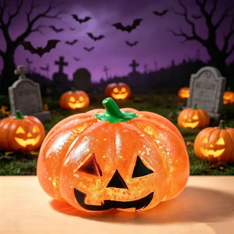 Halloween Pumpkin Head New Style Squishy Malt Syrup Stress Relief Toy with Glitter Creative Fidget Toy