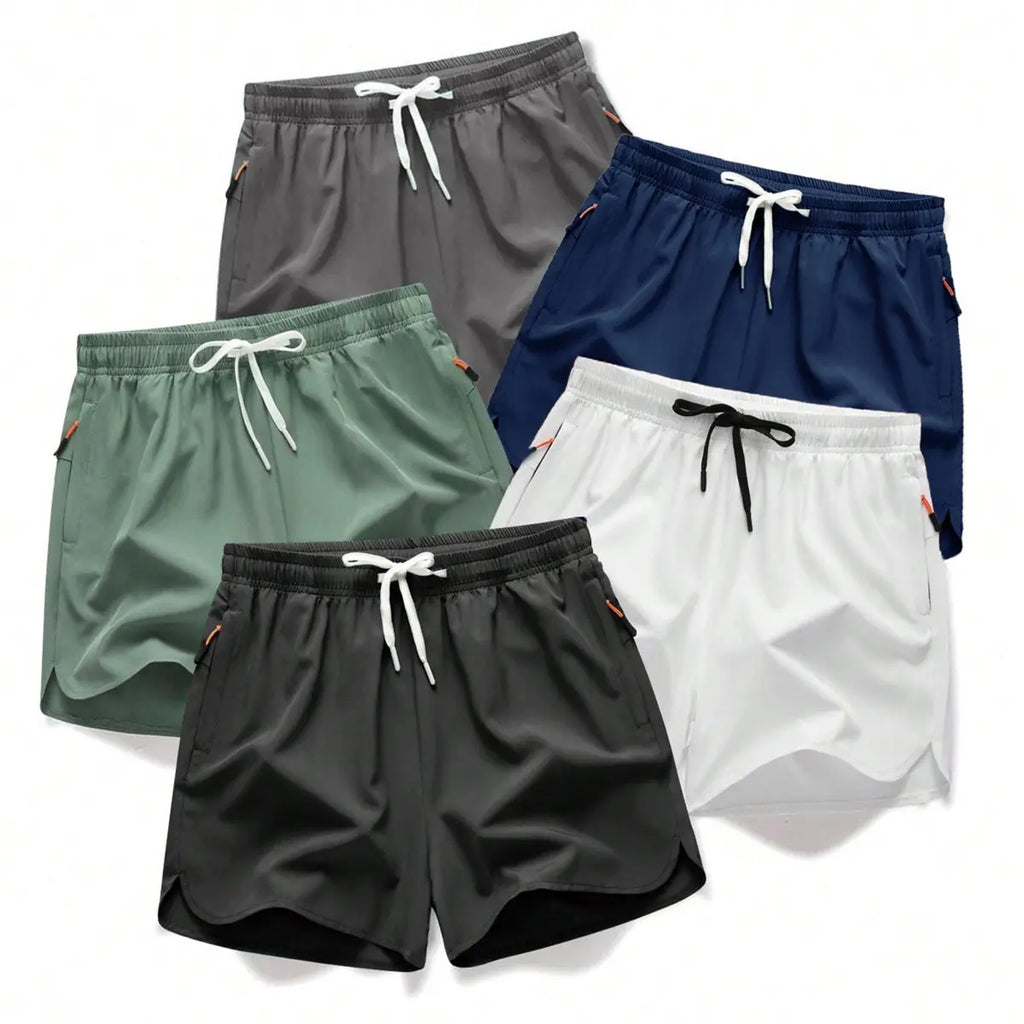 5-Pack Men's Summer Lightweight Breathable Quick-Dry Beach Shorts with Drawstring & Zipper Pockets, Casual Daily Wear, Ideal Gift for Him, Quick-Dry Tropical Style Swim Trunks