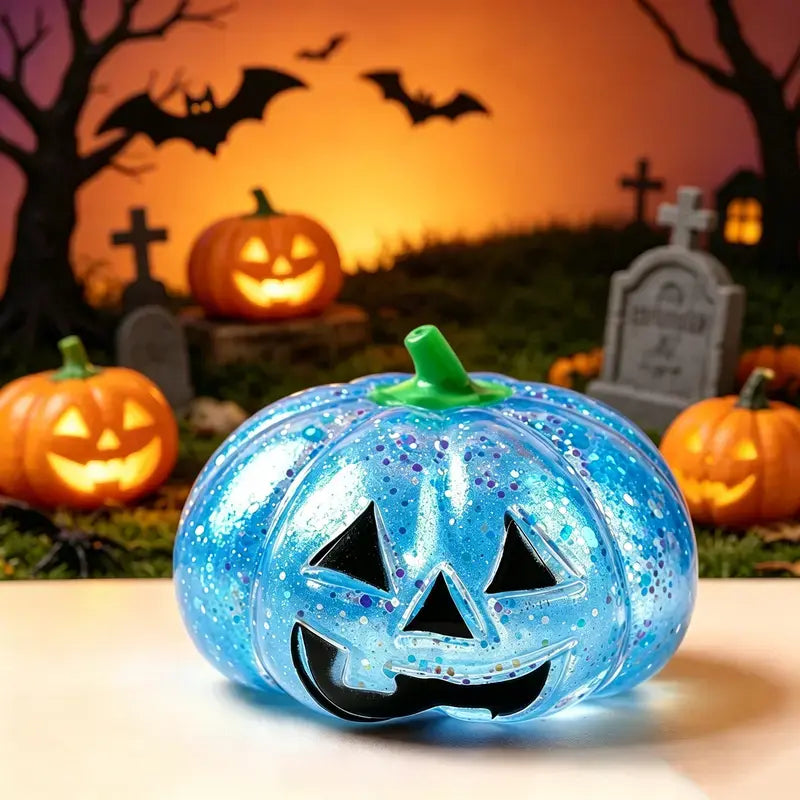 Halloween Pumpkin Head New Style Squishy Malt Syrup Stress Relief Toy with Glitter Creative Fidget Toy