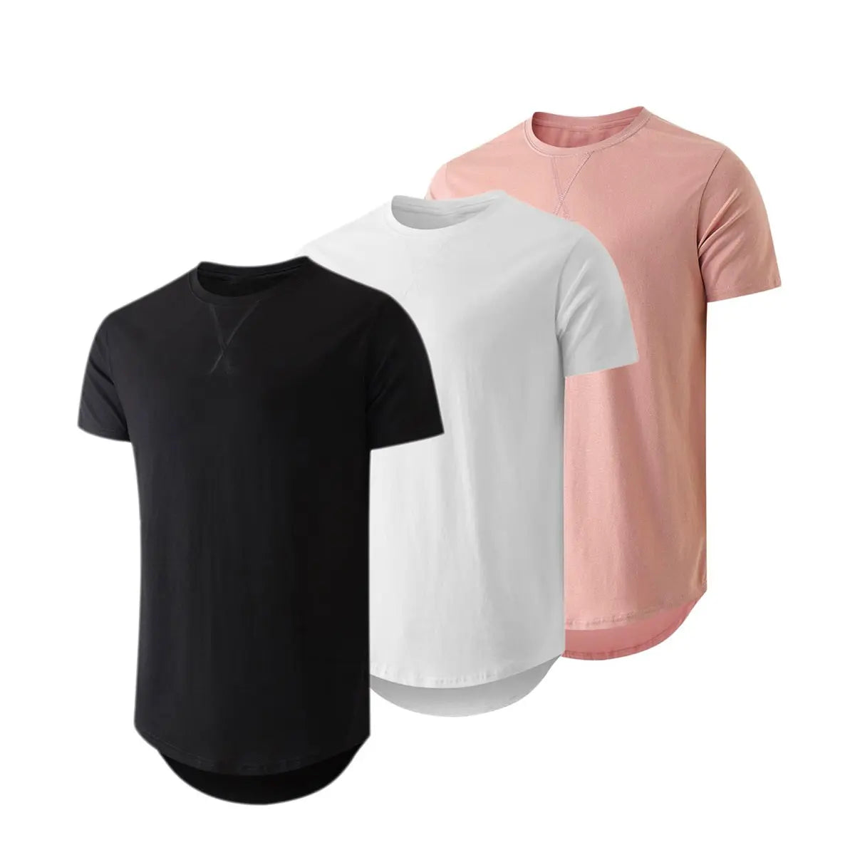 3-Pack Cotton Hip Hop Longline Crewneck Tees – Men's Casual Tops (Special Offer)
