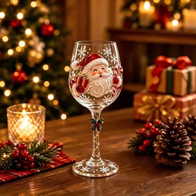 🎁Christmas Hand‑Painted Wine Glass Gift Set | 6‑Pack Christmas Holiday Decor Gift Box | 🎄Christmas stock limited. Order early for holiday delivery.