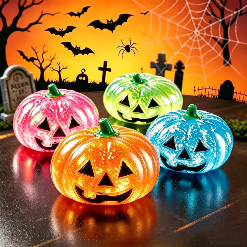 Halloween Pumpkin Head New Style Squishy Malt Syrup Stress Relief Toy with Glitter Creative Fidget Toy