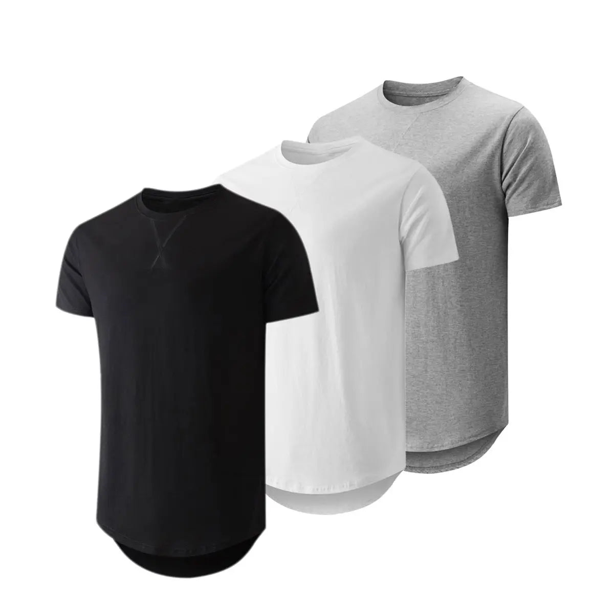 3-Pack Cotton Hip Hop Longline Crewneck Tees – Men's Casual Tops (Special Offer)