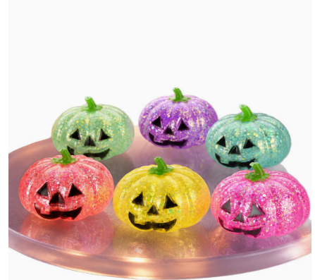 Halloween Pumpkin Head New Style Squishy Malt Syrup Stress Relief Toy with Glitter Creative Fidget Toy
