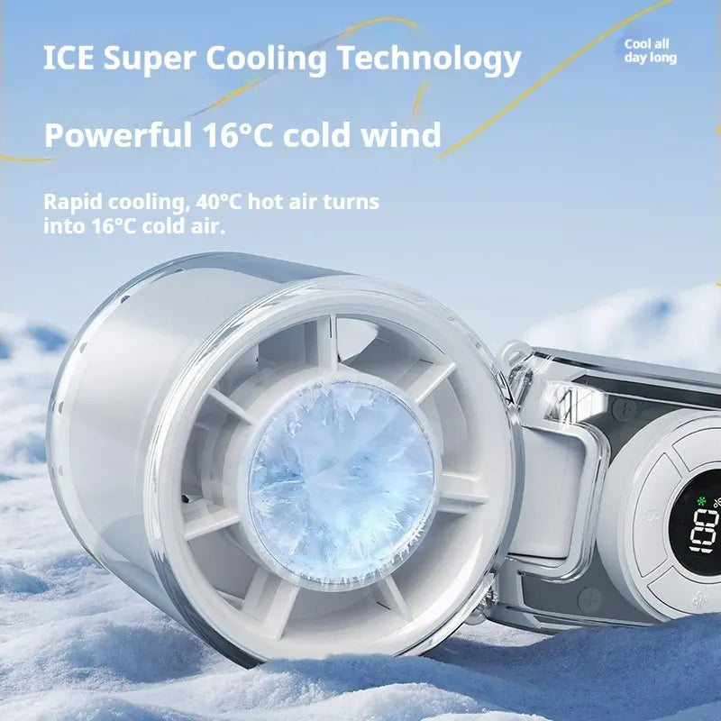 2026 Rechargeable Portable Handheld Fan with Cooling Plate, 199-Speed Adjustable Turbo Fan, Digital Display, 3600mAh Long Battery Life, 5-in-1 Neck & Desk Fan for Travel, Commute, Dorm and Office