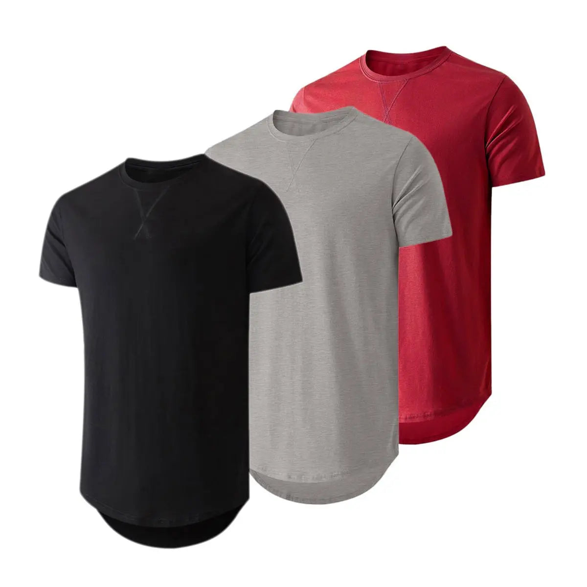 3-Pack Cotton Hip Hop Longline Crewneck Tees – Men's Casual Tops (Special Offer)