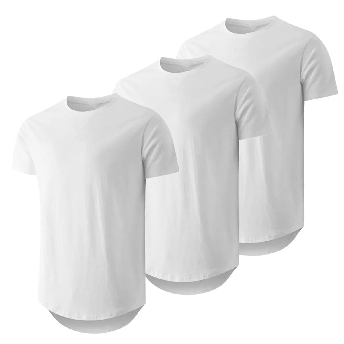 3-Pack Cotton Hip Hop Longline Crewneck Tees – Men's Casual Tops (Special Offer)
