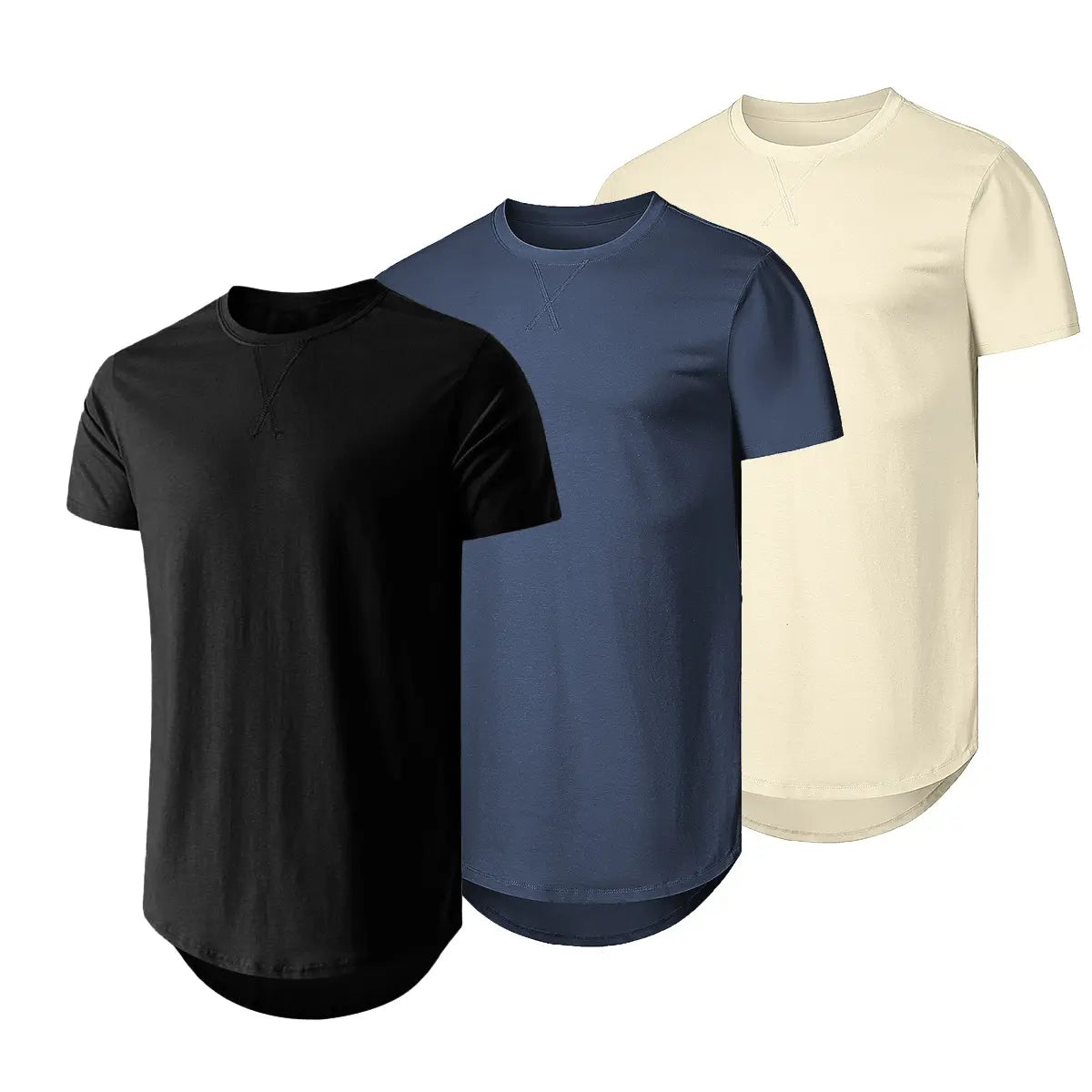3-Pack Cotton Hip Hop Longline Crewneck Tees – Men's Casual Tops (Special Offer)