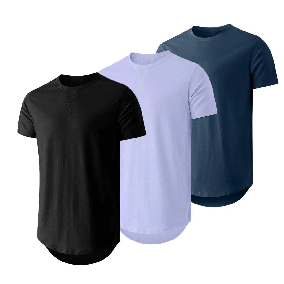 3-Pack Cotton Hip Hop Longline Crewneck Tees – Men's Casual Tops (Special Offer)