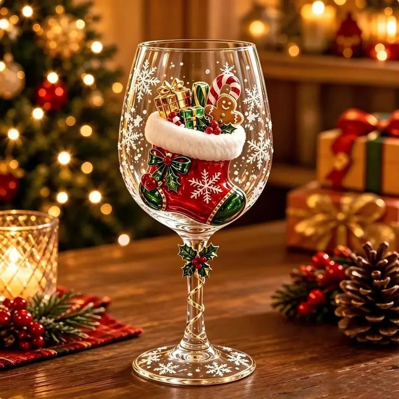 🎁Christmas Hand‑Painted Wine Glass Gift Set | 6‑Pack Christmas Holiday Decor Gift Box | 🎄Christmas stock limited. Order early for holiday delivery.