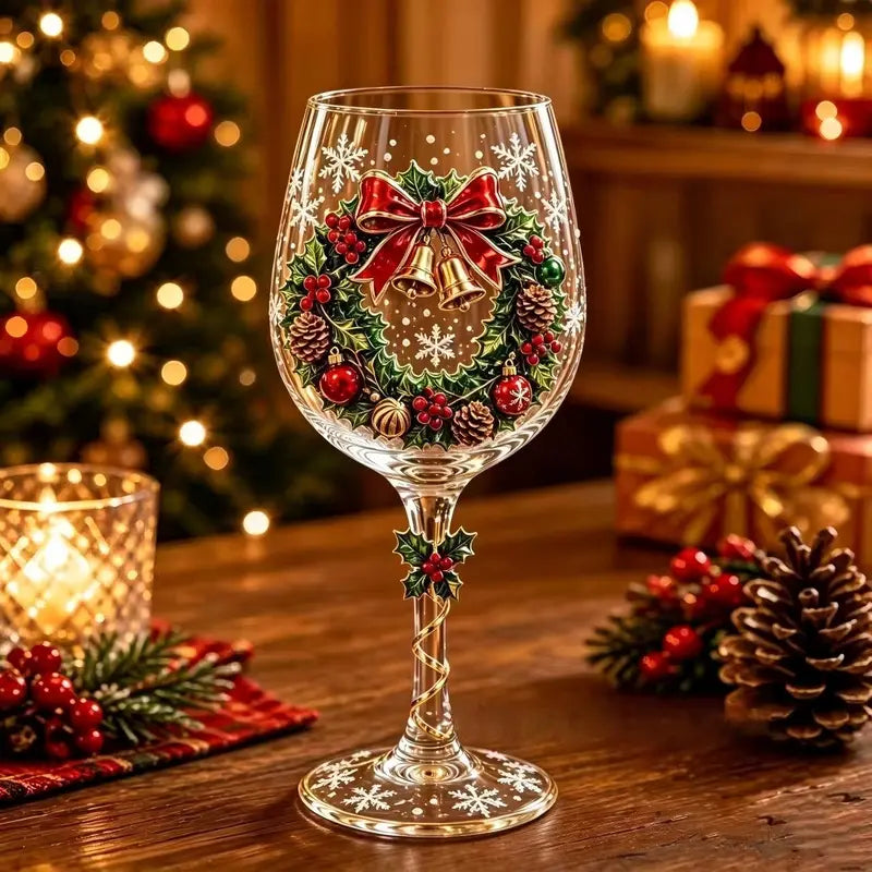 🎁Christmas Hand‑Painted Wine Glass Gift Set | 6‑Pack Christmas Holiday Decor Gift Box | 🎄Christmas stock limited. Order early for holiday delivery.