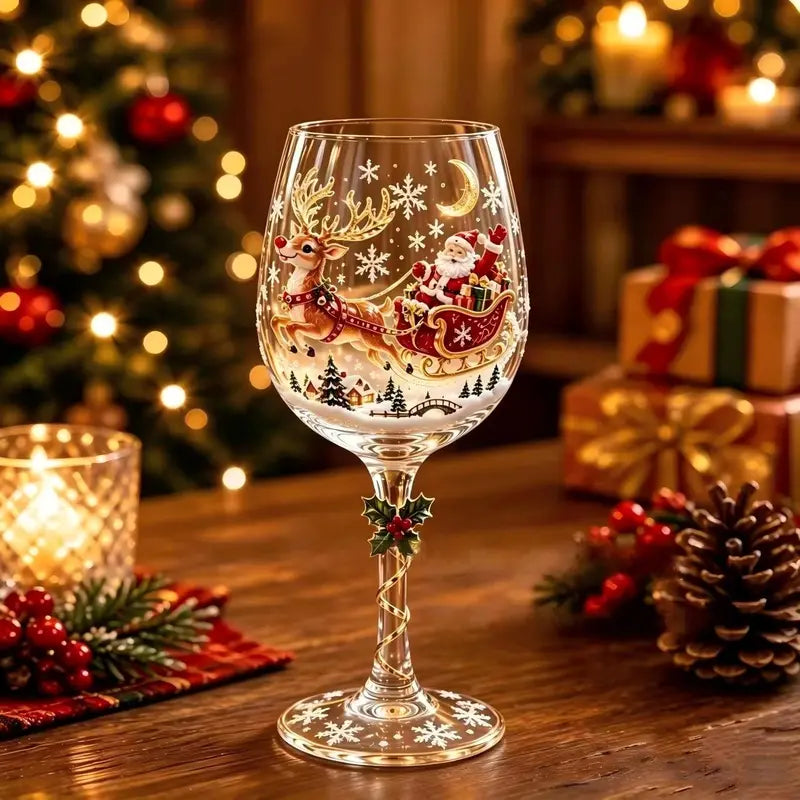🎁Christmas Hand‑Painted Wine Glass Gift Set | 6‑Pack Christmas Holiday Decor Gift Box | 🎄Christmas stock limited. Order early for holiday delivery.